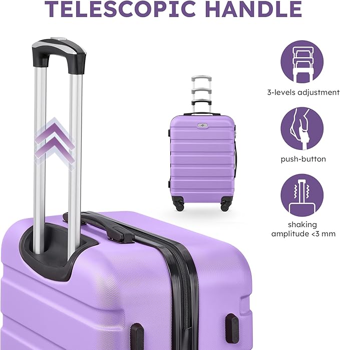 Suitour 4 Piece Luggage Sets, Hard Shell Suitcase Set with Spinner Wheels 16 20 24 28inch Travel Sets(Purple)
