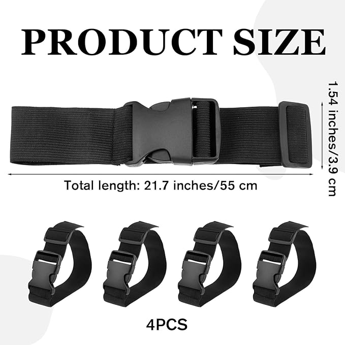 4 Pcs Add a Bag Luggage Straps Adjustable Suitcase Strap Belt Connector Travel Packing Accessories Attachment for Connecting Two Packages Suitcases Together (Black)