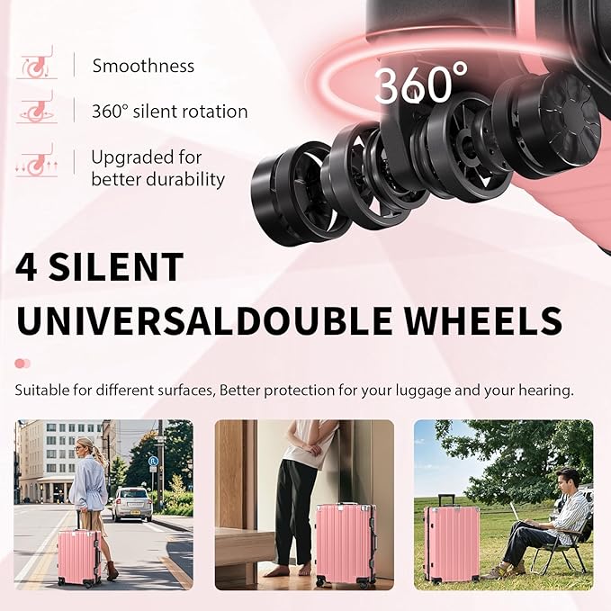 Krute Carry On Luggage 20 inch Aluminum Frame Luggage with Spinner Wheels Hardshell No Zipper PC+ABS TSA Lock Zipperless Suitcases