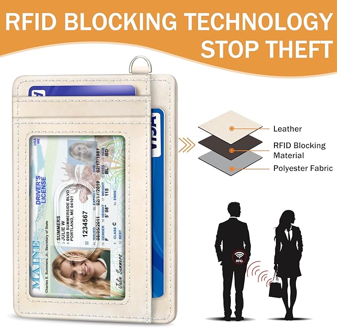 Yonlevres Sunrise Mountain Credit Card Holder Slim Wallet, RFID Wallet Women Front Pocket Wristlet Lanyard, Small Card Holder Travel Funny Cute Thin Card Case ID Window PU Leather Card Organizer Gifts