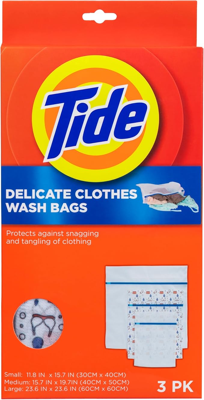Tide Delicate Clothes Mesh Wash Bags for Wash Machine, 3 Pack (Small, Medium, and Large), Protects from Snagging, Tangling & Wear