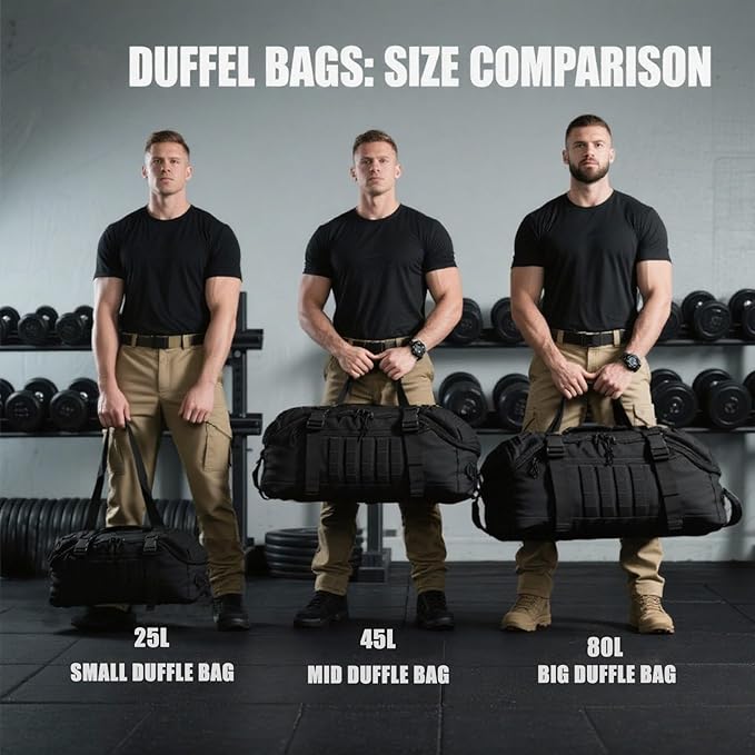 Travel Duffle Bag Backpack for Men - Large Tactical Bags Weekender Gym Bag for Overnight Traveling Military Workout Deployment Sports (Black, 80L)