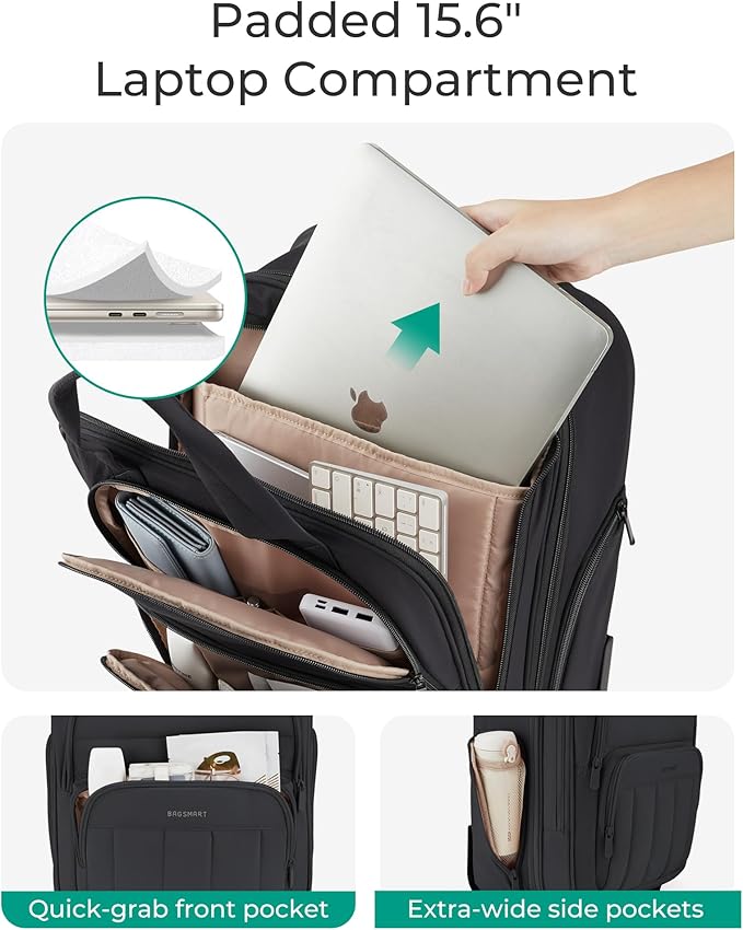 BAGSMART Small Underseat Carry on Luggage with Wheels, 16 inch Small Under Seat Luggage, Lightweight Travel Suitcase for Women, Classic