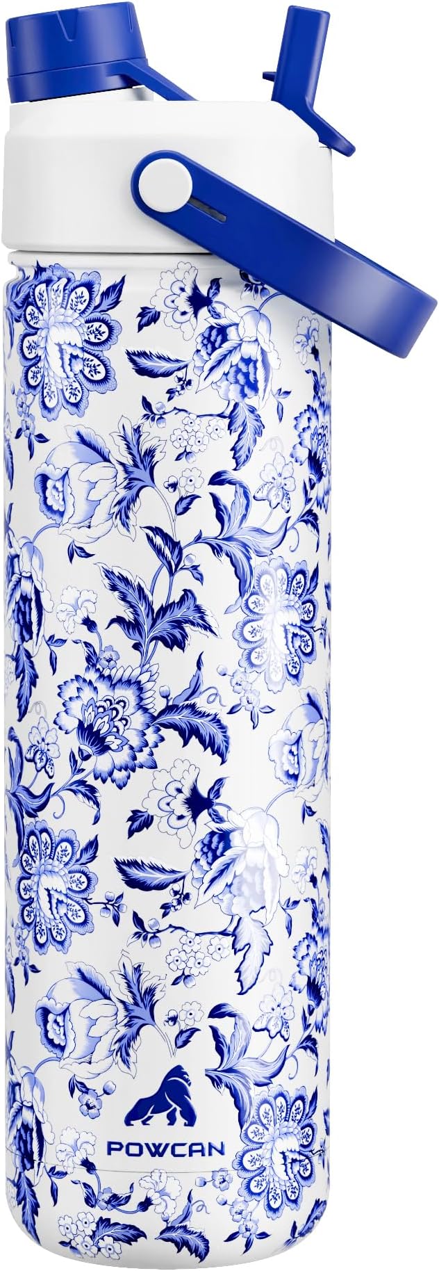 POWCAN 26 oz Insulated Water Bottle with 2-in-1 Straw and Spout Lid, Keep Cold 24H, Leak-Proof, Fits in Car Cup Holder, Stainless Steel Water Bottle for Gift, Gym, Travel and Home (Cerulean Porcelain)