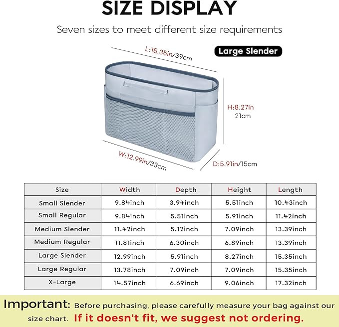 GIVLEFLY Large Purse Organizer Insert for Tote Bag, Lightweight Handbag Organizer with Multiple Pockets, Structured Bag Insert,Light Blue