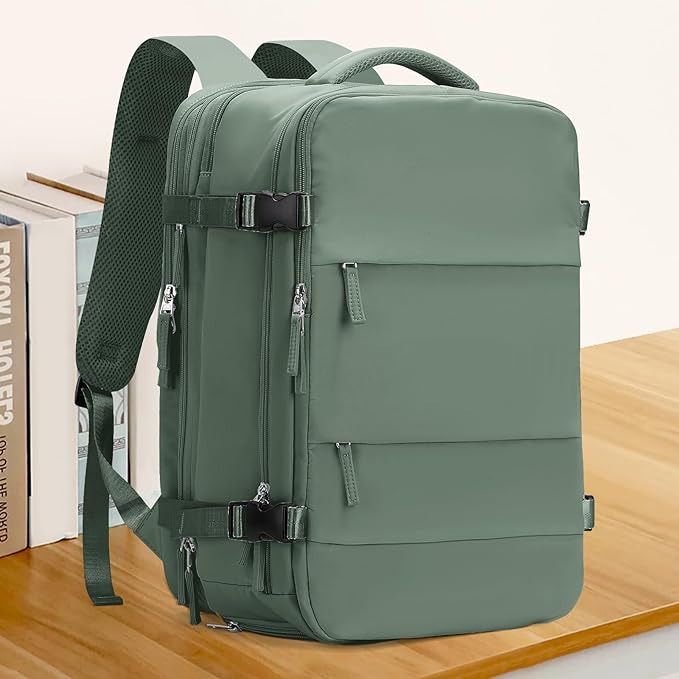 coowoz Large Travel Backpack For Women Men, Carry On Backpack,Hiking Backpack Waterproof Outdoor Sports Rucksack Casual Daypack Expandable Heavy Duty Extra large Backpack Olive Green