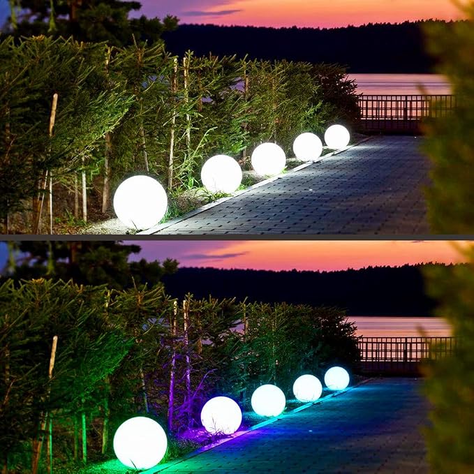 Mr.Go 20-inch Rechargeable LED Ball Light, Waterproof Outdoor Globe Lights w/Remote, 16 RGB Color Changing Glowing Orb, 4400mAh Dimmable Globe Floor Lamp for Home Garden Patio Lawn Pool Party Decor