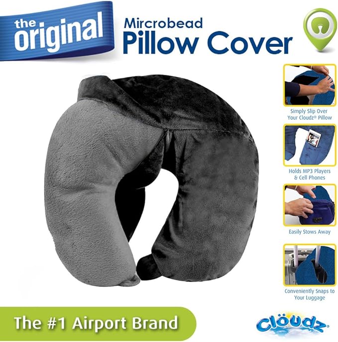 Cloudz Washable Travel Neck Pillow Cover - Black