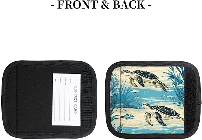 Luggage Handle Wraps Vintage Animal Sea Turtles Luggage Identifiers Soft Neoprene Luggage Handle Wraps For Suitcase Trolley Handle Grip Cover 2 Pack Luggage Tags