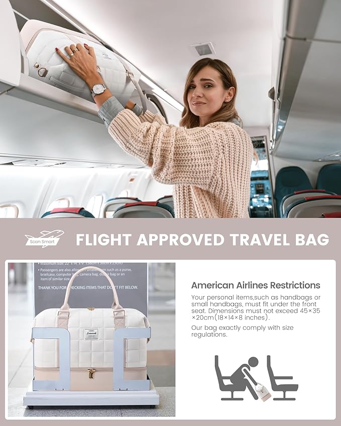 LOVEVOOK Weekender Bags for Women with Shoe Compartment, Carry On Overnight Bag with Toiletry Bag, Personal item travel bag with Wet Pocket, 2Pcs Set