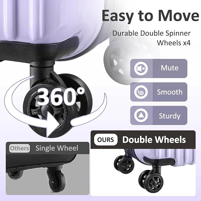 Carry on 20inch Luggage with Spinner Wheels, Lightweight PC+ABS Hard Shell Suitcases, Expandbale Storage & TSA Aprovel Lock