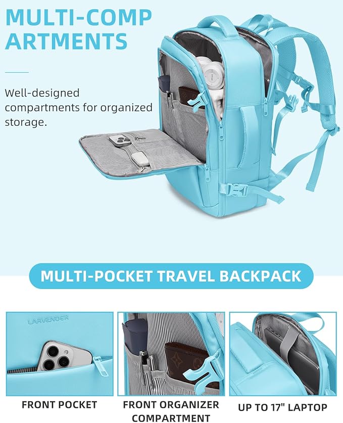 LARVENDER Carry on Luggage 22x14x9 Airline Approved, Expandable 20 Inch Hardside Large Suitcase with Wheels TSA Lock, Lightweigh PC+ABS Travel Carry-on Suitcases for Women and Men, Cotton Candy
