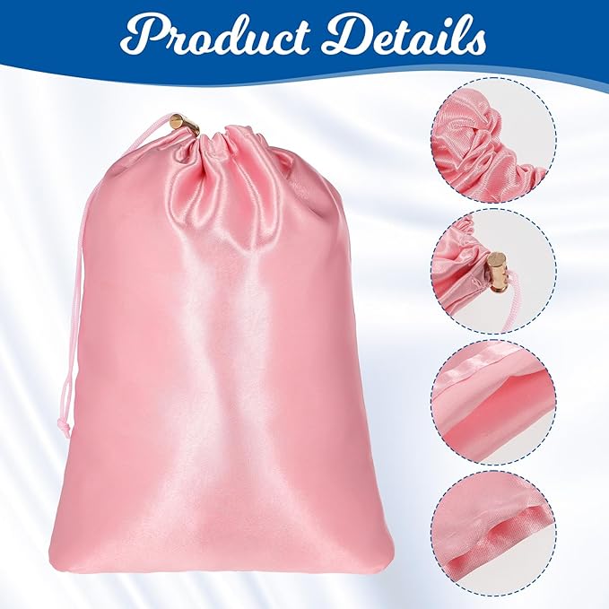 Toy Storage Bags, 6 Pcs Soft Velvet Drawstring Pouch Adjustable Microfiber Toy Organizer Bags Gift Bag Foldable Ditty Bag for Women Men Toys Underwear Sunglasses Cosmetic, 3 Sizes (Pink)