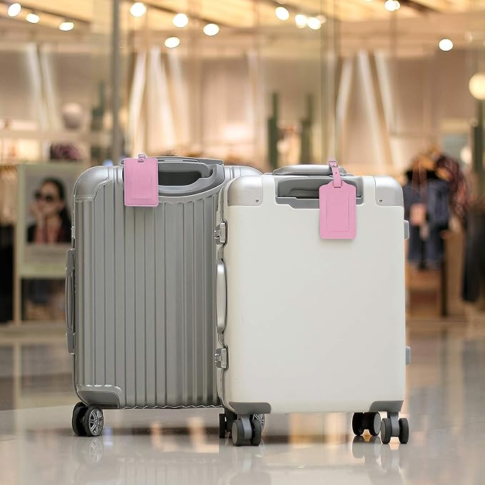 Luggage Tags, Leather Personalized Suitcase Tag Set Luggage id Tags Labels Travel Accessories-Set of 4