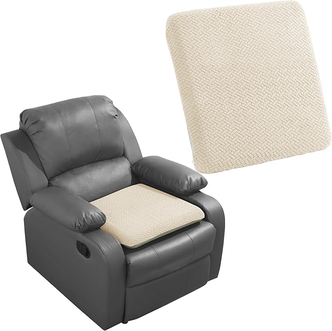 HOMBYS Tufted Furry Recliner Seat Cushion for Elderly Foam Curved Edge Large Square Seat Cushion for Recliner Chair, Floor Pillow, Office Chair, Car, No Pressure on Thighs(Beige)