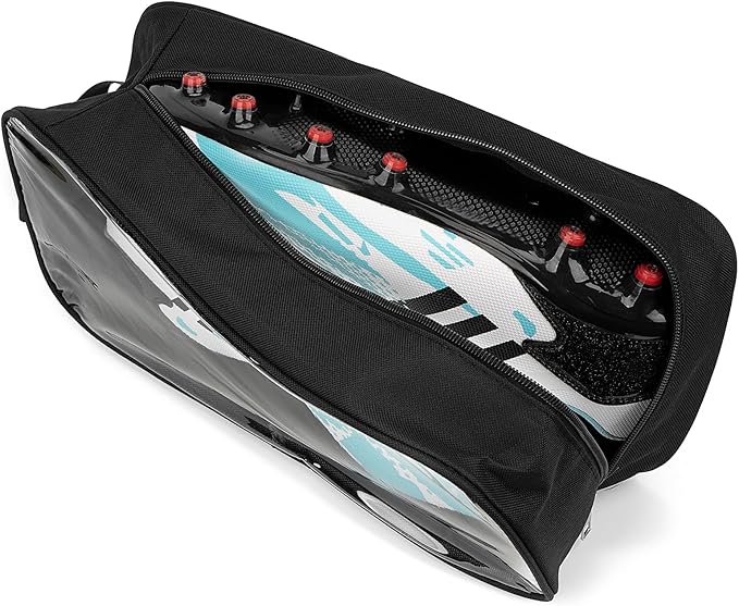 Linkidea 2 Pack Soccer Shoe Carrying Bag, Soccer Cleats Storage Bag, Fit Up to US Men Size 13 Soccer Shoes, Compact Soccer Boots Duffle Bag with Water Resistant Design (Black)
