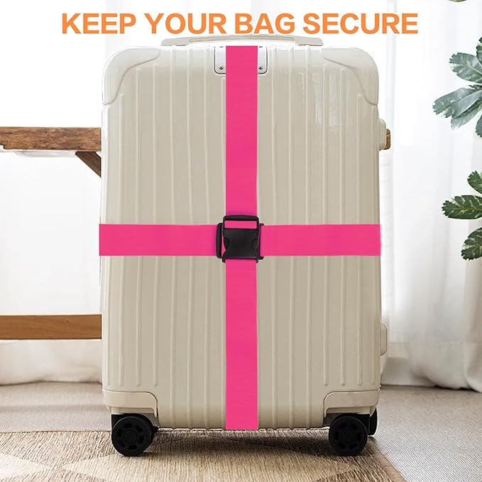 4 Pcs TSA Approved Luggage Straps Set - Secure Suitcase Tags & Belts, Identify Your Bags Easily,Adjustable Suitcase Straps for Travel (4 Colors)