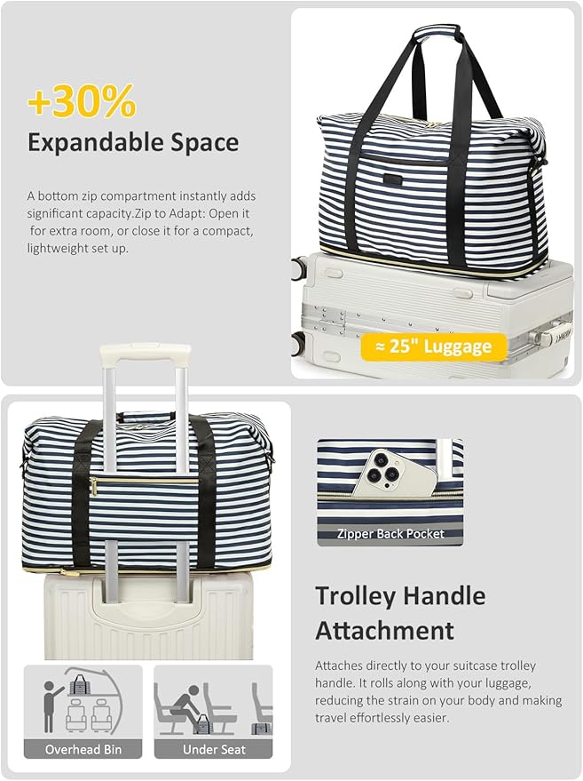 Expandable Travel Duffle Bags Weekender Overnight Bags for Women Men Hospital Bag for Women Labor Delivery with Toiletry Bag Waterproof