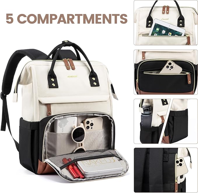 LOVEVOOK Laptop Backpack for Women, 15.6 Inch Work Business Backpacks Purse With Large Capacity, Waterproof Nurse Bag College Bookbag for School, Waterproof Casual Daypack for Travel