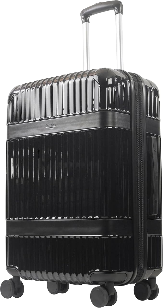 Martha Stewart The Bedford 26 Inch Rolling Luggage, Hardshell Suitcase with Spinner Wheels, Black