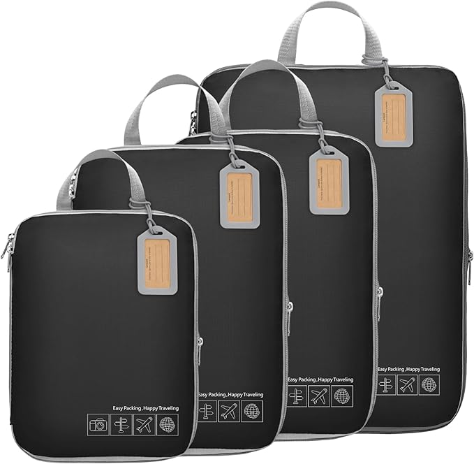 Cambond Compression Packing Cubes for Travel - Lightweight Expandable Travel Bags Luggage Organizers Travel Essentials Compression Cubes for Travel Space Saver for Carry on Suitcases Organizer