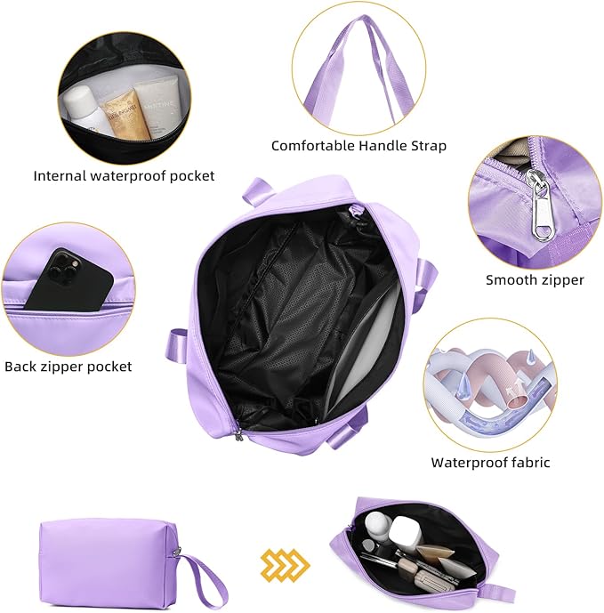 LARVENDER Luggage Sets 5 Piece with Duffel Bag Expandable(Only 28 inch) Hardside PP Carry On Luggage with 360° Spinner Wheels TSA Lock Luggage Sets for Women, Lavender