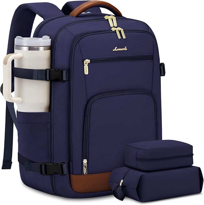 LOVEVOOK Travel Backpack For Women Flight Approved, 40L Large Carry On Backpack, Personal Item Travel Bag for Airplanes, Business 17 Inch Laptop Backpack, Weekender Overnight Daypack, With 2 Cubes