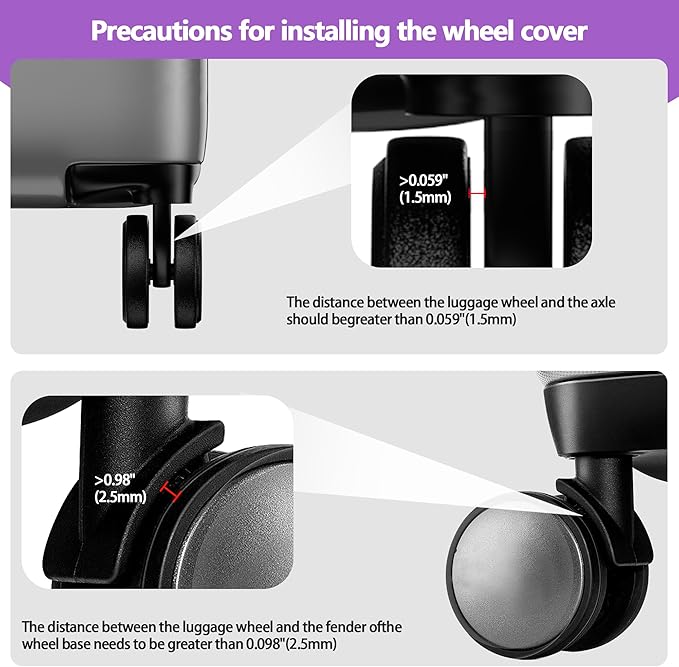 AWINNER Luggage Wheel Covers 8 Pack Upgraded,Silicone Luggage Wheel Protector Covers for most 8 Spinner Wheel Suitcases or Office Chair Caster,Durable,Mute and Shock Absorption (Purple)