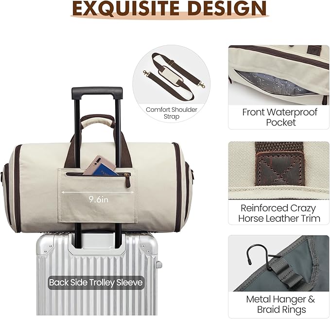 S-ZONE Carry On Garment Bag for Travel Convertible Duffle Bags for Men Women 2 in 1 Hanging Suitcase Business with Toiletry Bag