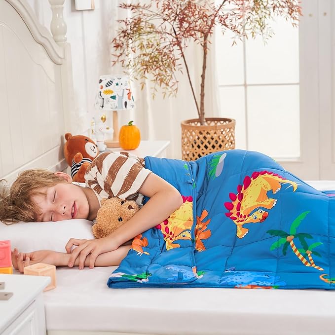 yescool Weighted Blanket 10 Pounds Cooling Weighted Lap Blanket, Dinosaur Heavy Blanket for Sleeping, Weighted Throw Blanket Gifts for 80-110lbs, 40" x60