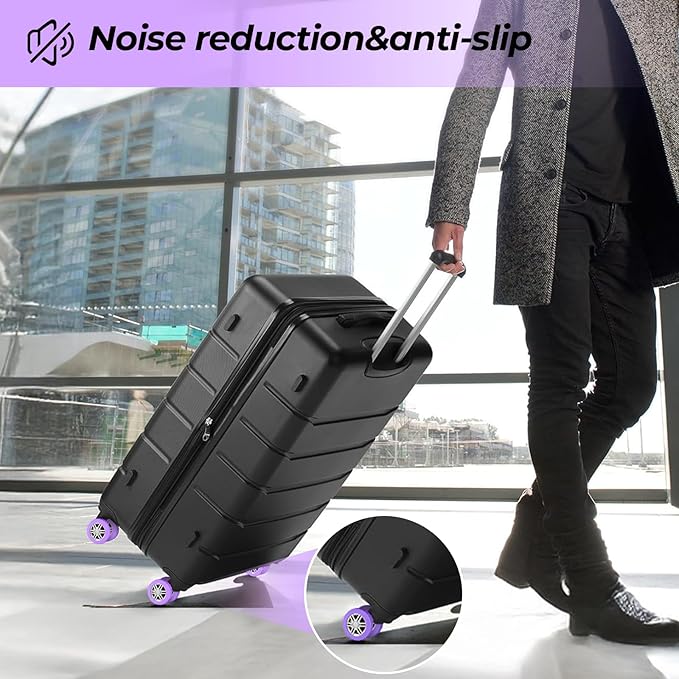 8-Piece Silicone Luggage Wheel Covers-For Dual-Row Spinner Wheels (2.0"-2.4") Diameter Only-Reduces Noise and Prevents Scratches-Designed for Wheels with a Top Clearance Greater Than 0.12"(Purple)