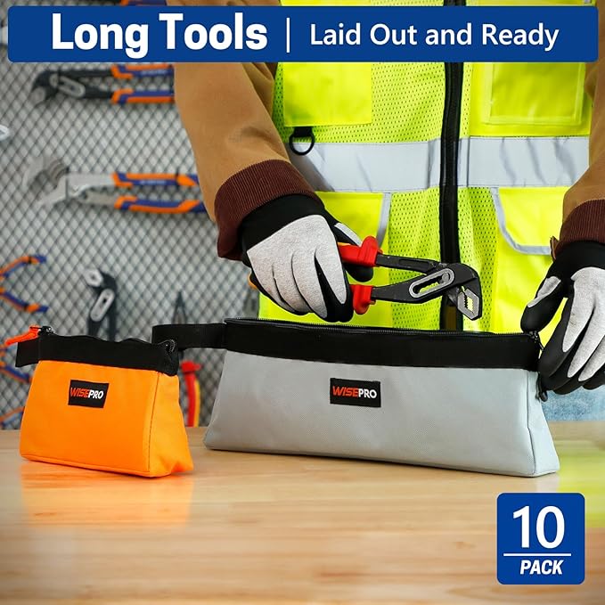 Zipper Tool Pouches, Multi-Purpose Utility Tool Bags Organizer for Small Hand Tools, Screws, Nails, Hardware, Pliers & Wrenches, Storage Pouch Set for Electricians, Plumbers, HVAC & Mechanics