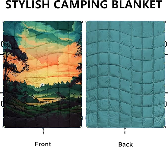 Camping Blanket, Puffy Blankets Lightweight Windproof Resistant for Outdoors,Hiking, Backpacking,Car,Picnic,Stadium