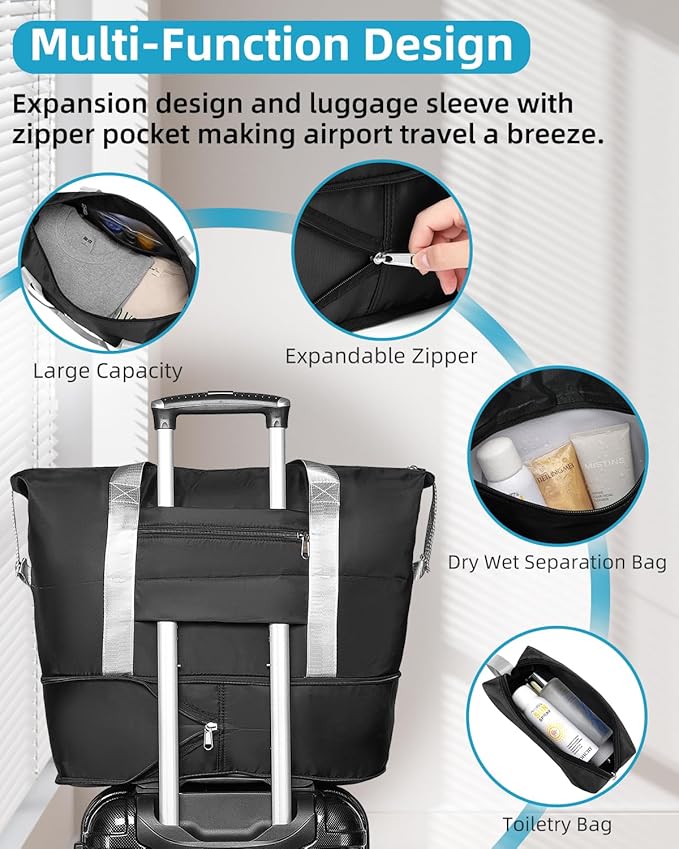 LARVENDER Luggage Sets 6 Piece Hardside Expandable Suitcase with Wheels TSA Lock, PC+ABS Hardshell Lightweight Travel Luggage Sets for Women, Glossy Black