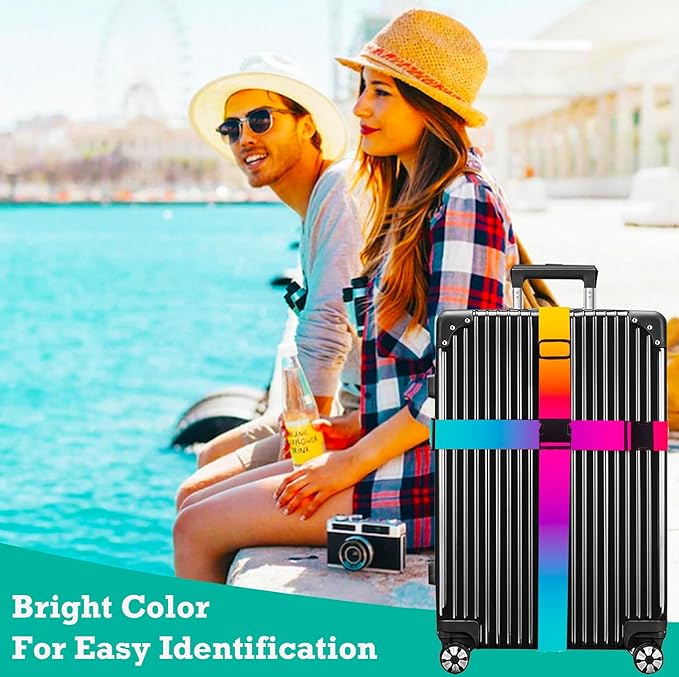 Luggage Straps for Suitcases TSA Approved Easy Pack Organized Suitcase Strap, Luggage Strap, Luggage Belt Strap, Bag Straps for Luggage. Buckle Straps Travel Accessories (Colorful)