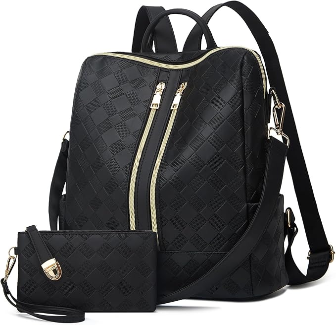 Makes Backpack Purse for Women PU Leather Travel Satchel Handbag Convertible Design Bag with Purse 2 Piece