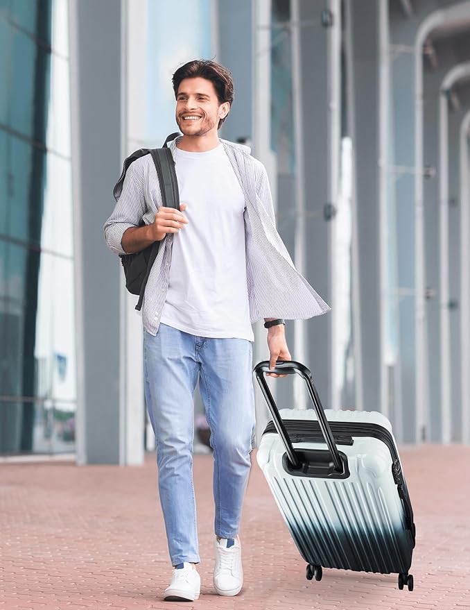 Carry on Luggage - Airline Approved Suitcases with Spinner Wheels, Built-In TSA Lock，Hard Shell Expandable Suitcases