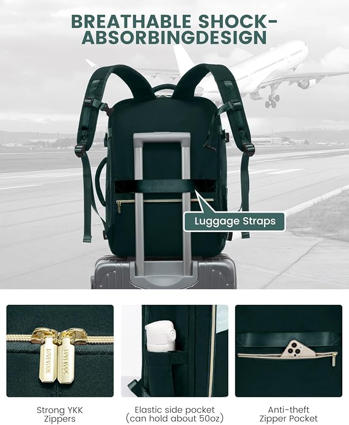 LOVEVOOK 40L Travel Backpack for Women, Carry On Flight Approved, Large Personal Item Bag, Fits 17 Inch Laptop, TSA Approved Luggage with 3 Packing Cubes, Waterproof Weekender Gym Backpack