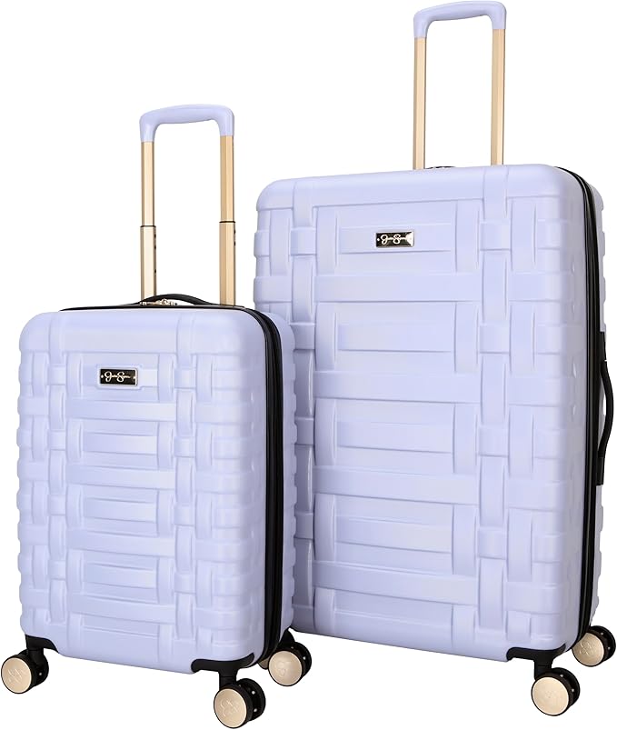 Jessica Simpson Taffeta 2-Piece Set (20"& 28") Expandable 8-Wheel Spinner Large Checked Luggage Suitcase, Cosmic Sky