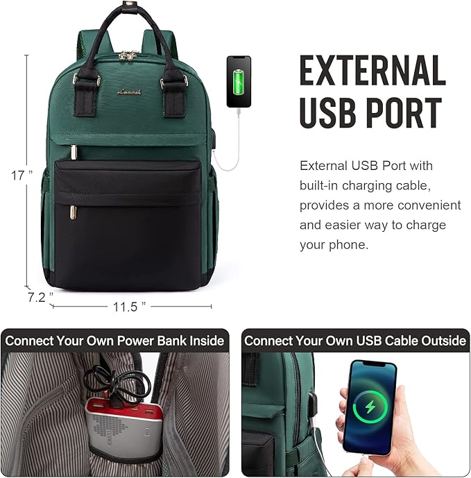 LOVEVOOK Laptop Backpack for Women 15.6 Inch Laptop Bag with USB Port, Fashion Waterproof Backpacks Teacher Nurse Stylish Travel Bags Vintage Daypacks for College Work