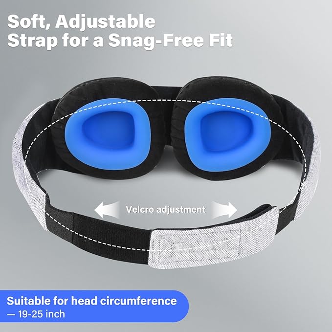 Sleep Mask for Dry Eyes, 2026 Upgraded Moisture Chamber Goggles, 100% Blackout Hydrating Sleep Goggles, Adjustable Strap, Soft Reusable Eye Mask for Sleeping & Travel – Grayish White