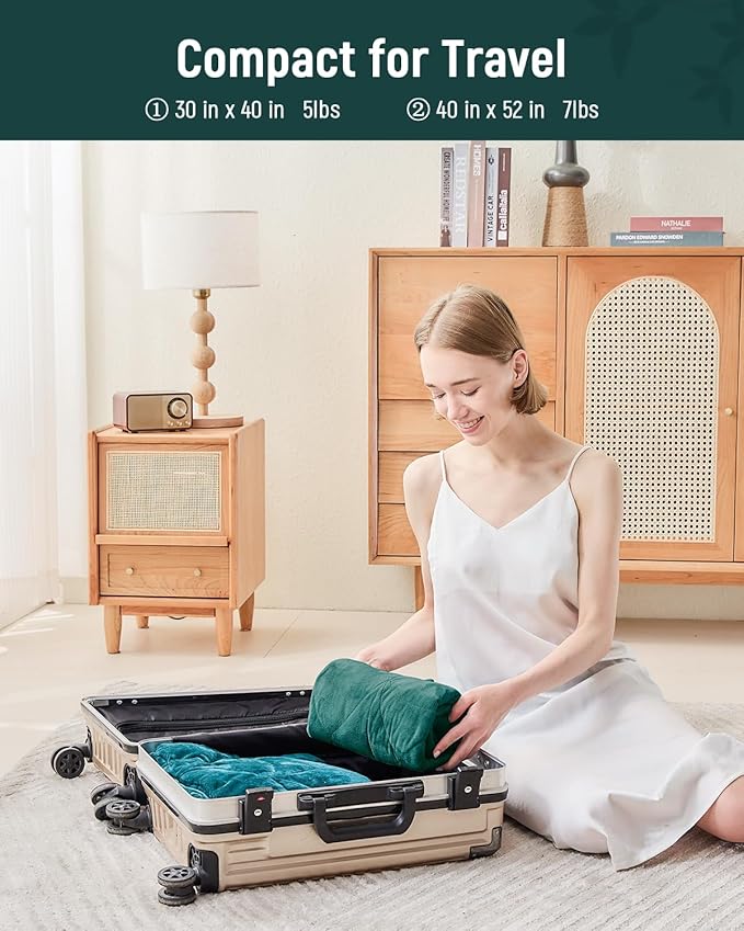 Weighted Lap Blanket 5 lbs for Adults, Luxury Soft Small Weighted Blanket, Compact Portable Weighted Lap Pad for Relaxation, Sleeping, Travel, All-Season Use, Forest Green, 30" x 40"
