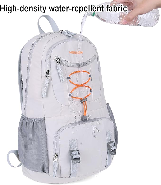 Nerlion 35L Hiking Backpack Travel Backpack for Men Women Camping Waterproof Outdoor Hiking Daypack Lightweight Backpack Silver Orange