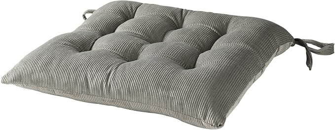 HLOVME Corduroy Chair Cushion with Ties Ultra Soft Warm Floor Cushion for Kids Reading Nook Comfortable Square Seat Cushion for Adult 15.7”x15.7”, Grey