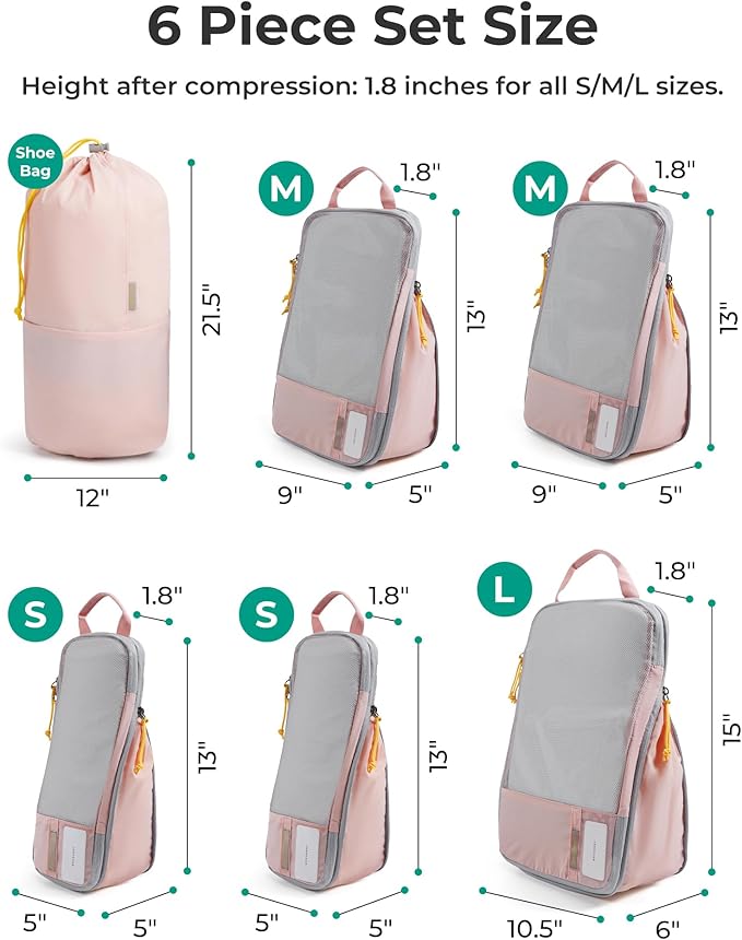 BAGSMART 6 Set /4 Set/2 Set Compression Packing Cubes for Travel, Lightweight Luggage Organizer Bags, Durable Space Saver Bags Travel Essentials