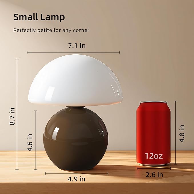 Mushroom Lamp Table Lamp for Bedroom,Desk Bedside Small Lamps for Living Room Night Stands,Mushroom Decor Cute Mini Modern Mid Century Lamps,Unique Aesthetic Home Living Room Decor(Coffee)