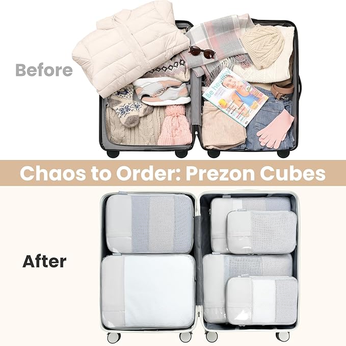 Compression Packing Cubes for Travel, Lightweight Vacation Travel Essentials, Travel Accessories for Suitcase Organizer Bags Set, Durable Luggage Organizer