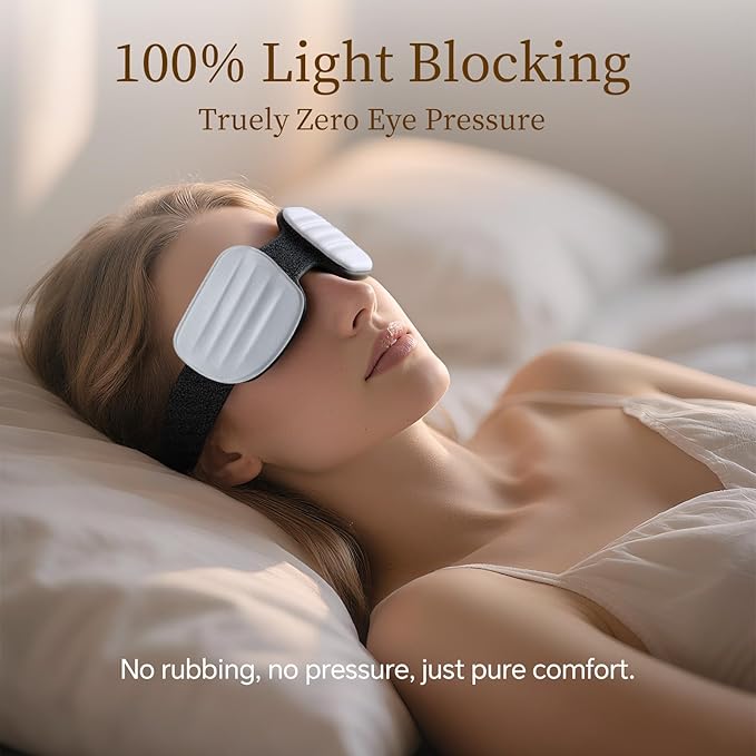 CLOZIA Sleep Mask for Men Women, Adjustable Sleeping Eye Mask, 100% Blocking Eye Masks for Sleep, Soft Comfortable for Travel & Shift Work, Gray