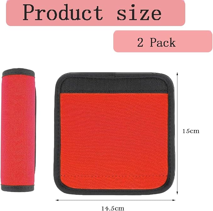 2 Pack Luggage Handle Wraps, Soft Handle Covers for Suitcase, Handle Wrap for Carry On/Bag, Travel Accessories for Luggage (Red)