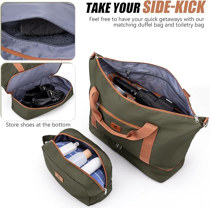 KUNEL Expandable 5 Piece Luggage Sets with Detachable Spinner Wheels and TSA Lock, Unisex Hardside ABS Suitcase Set, Hardshell Lightweight Waterproof Travel Hard Case Suitcases with Wheels, OliveDrab